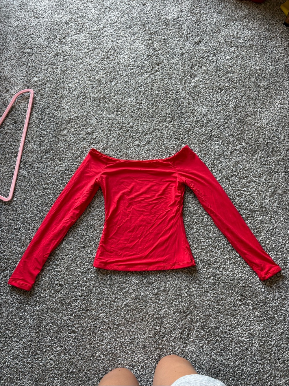Women's Off-the-Shoulder Long Sleeve Top — Red